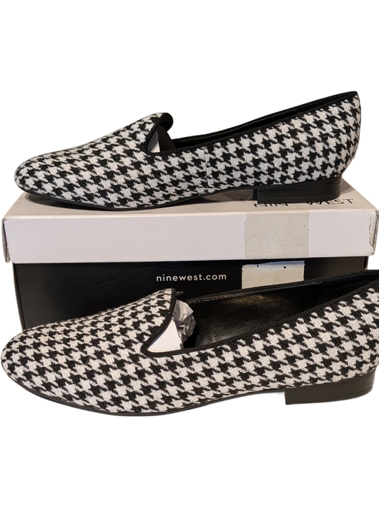 Nine West Shoes - Nine West Renold2 Womens 8M Black White Houndstooth Smoking Loafers Flats